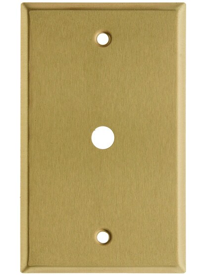 Classic Cable Jack Cover Plate In Pressed Brass or Steel